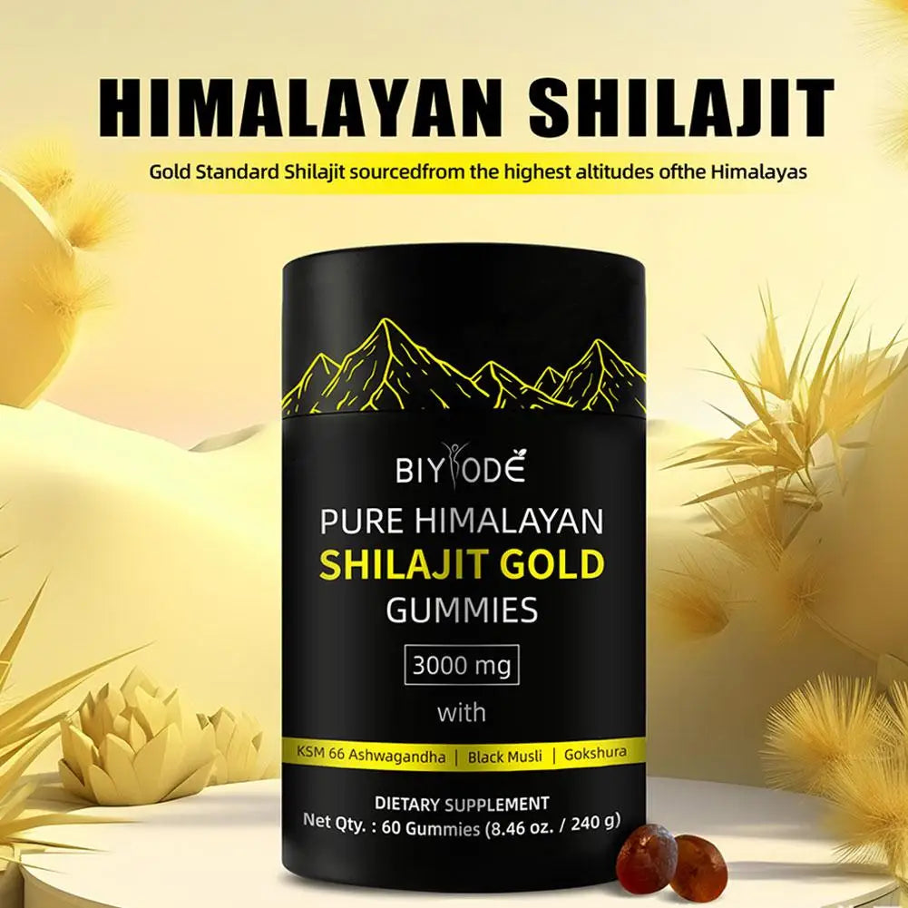 Pure Himalayan 60 Shilajit Gold Gummies Help With Muscle Recovery Reduce Fatigue Boost Energy