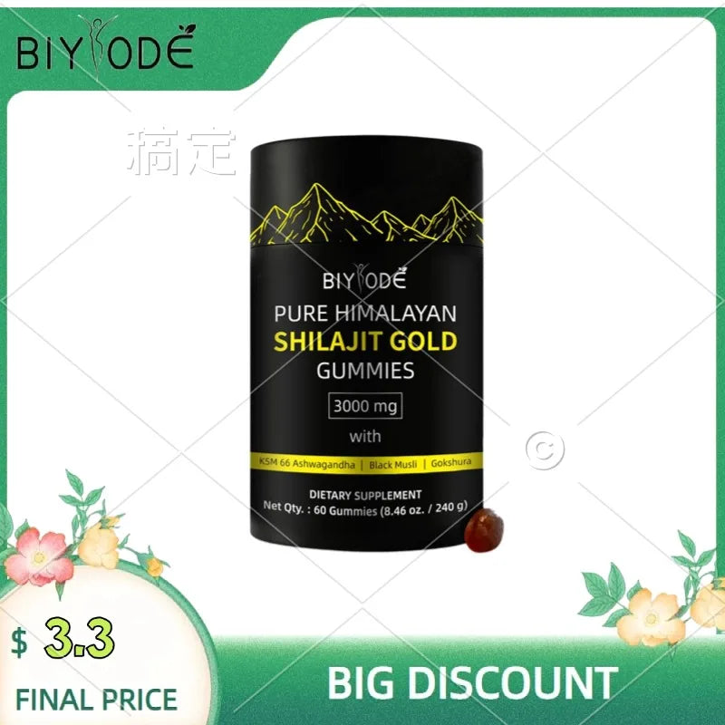 Pure Himalayan 60 Shilajit Gold Gummies Help With Muscle Recovery Reduce Fatigue Boost Energy