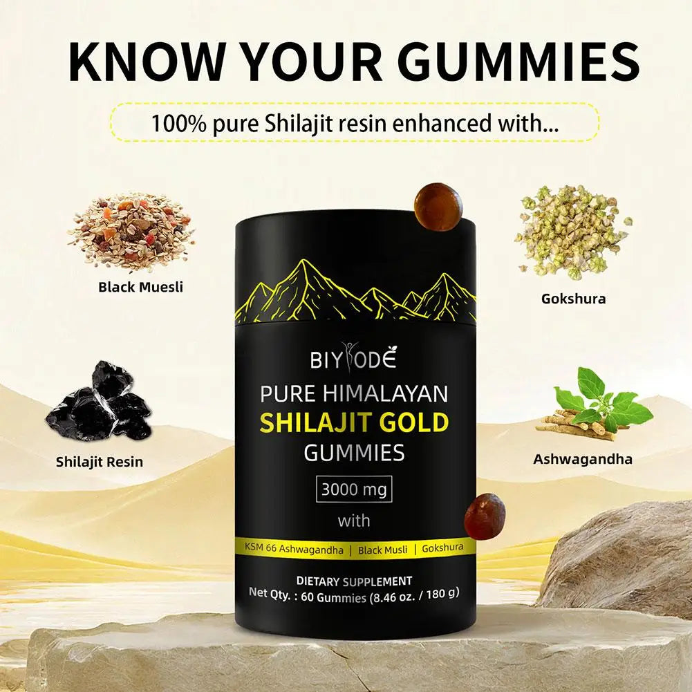 Pure Himalayan 60 Shilajit Gold Gummies Help With Muscle Recovery Reduce Fatigue Boost Energy